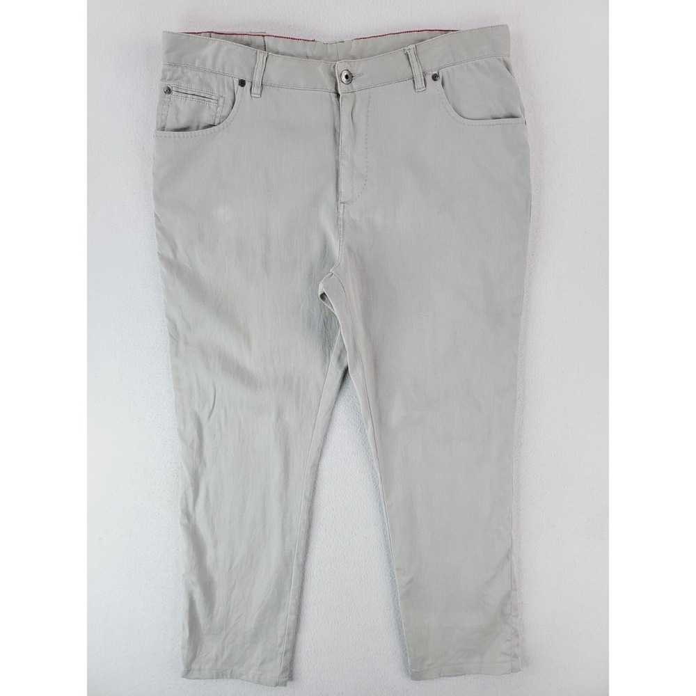 Johnnie O Pants Mens 36x27* Gray Lino Chino Linen Blend Classic Straight Golf
